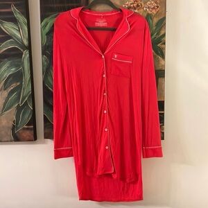 Victoria’s Secret sleep shirt dress pajama top pink VS logo pocket button down